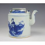 A Chinese porcelain blue and white teapot and cover,