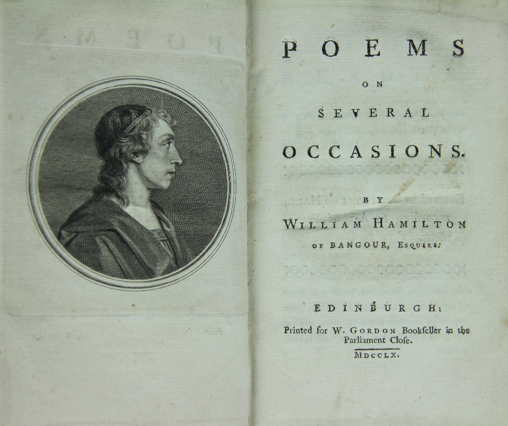 HAMILTON (W), POEMS ON SEVERAL OCCASIONS, vi + [4] + 262, engraved portrait frontis, full tan calf, - Image 3 of 3