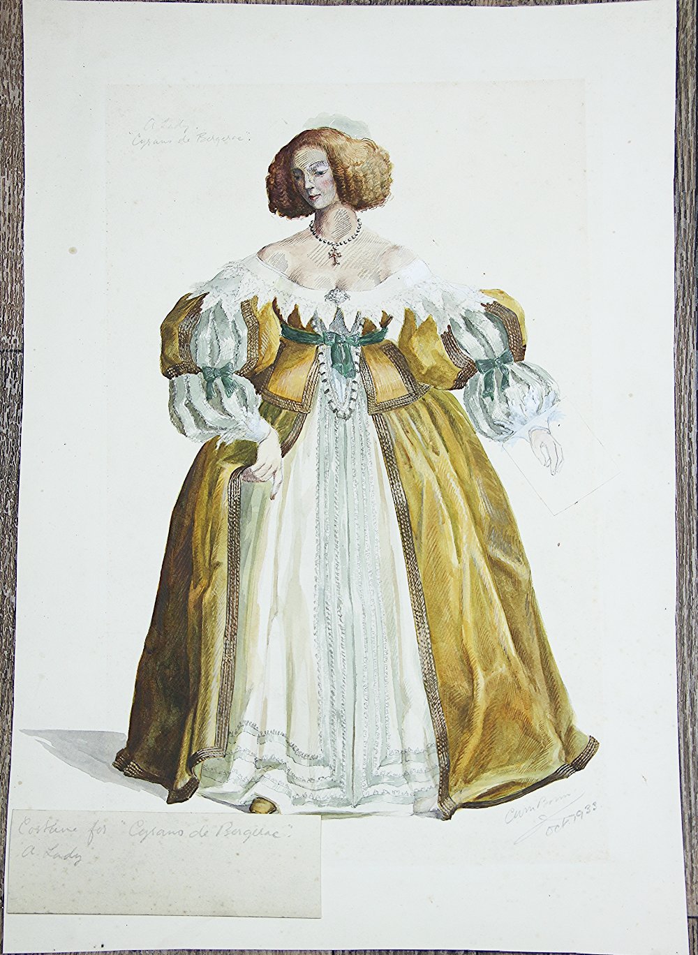 Carl Bonn (1912-1977) Watercolour and pencil costume design 'Costume for A Lady' in Cyrano De