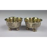 A pair of Victorian silver salts, Charles Riley and George Storer, London 1843,