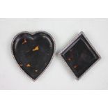 A silver mounted tortoiseshell heart shaped dish, William Comyns London 1893, 11.