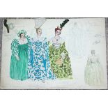 Carl Bonn (1912-1977) Watercolour and pencil costume designs Costume for '3 Women' in Volpone by