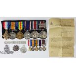 An interesting World War I Naval and Fire Brigade medal group of six to 204502 Arthur E.