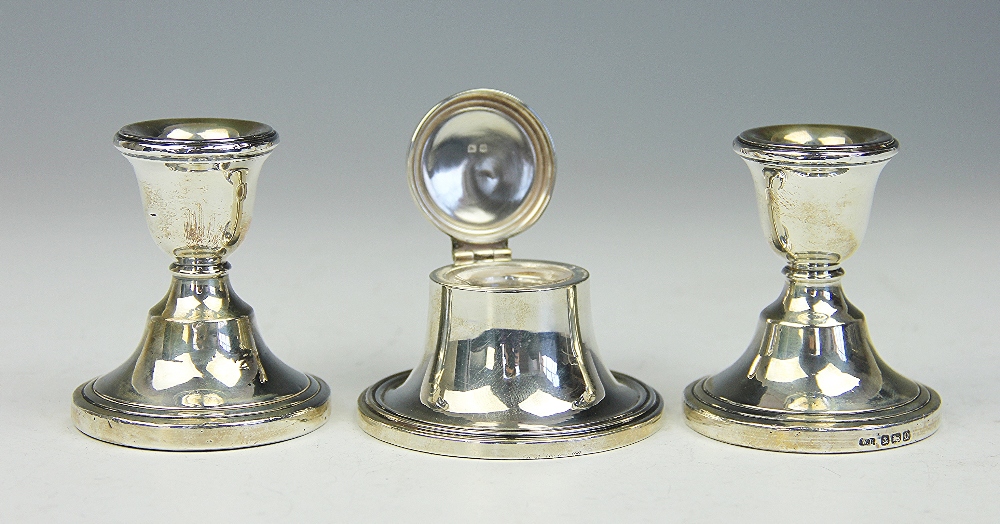 A pair of silver miniature candlesticks, William Devenport, Birmingham 1938, - Image 2 of 2