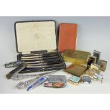 A cased set of six silver fruit knives with faux tortoiseshell handles, John Sanderson & Son Ltd,
