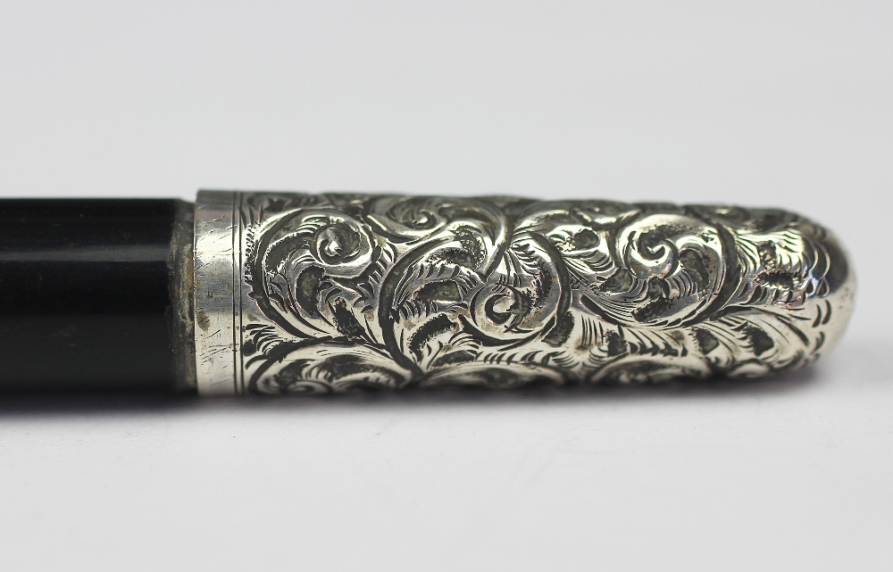 An Edwardian silver mounted prsentation swagger stick, Birmingham 1907, makers mark 'M B', - Image 2 of 3