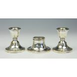 A pair of silver miniature candlesticks, William Devenport, Birmingham 1938,