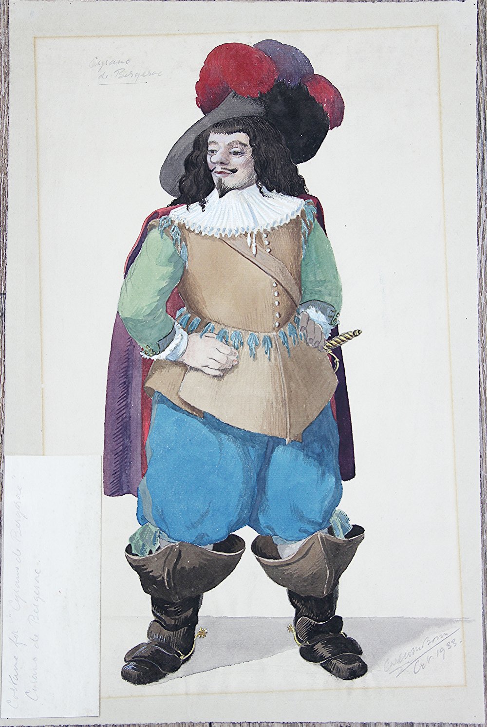 Carl Bonn (1912-1977) Watercolour and pencil costume design 'Costume for Cyrano de Bergerac -