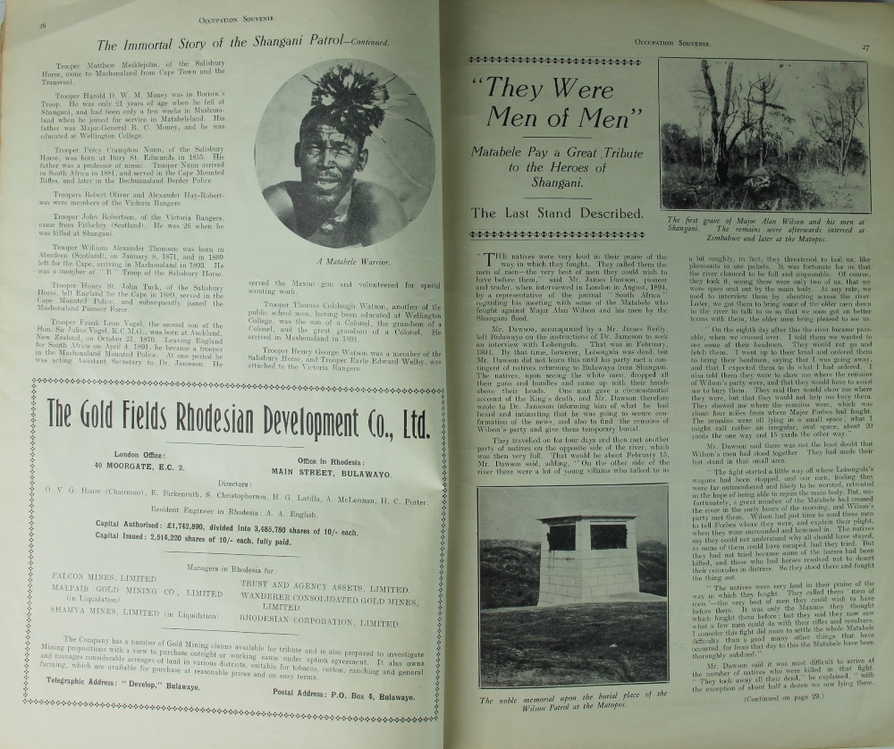 OCCUPATION OF MATABELELAND, A SOUVENIR, 1893-1933, second issue, - Image 3 of 4