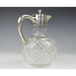 An Edwardian silver mounted claret jug, George Lingard Birmingham 1902,