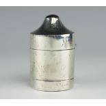 A silver vesta and swivel ash tray, Samuel Jacob, London 1905, of cylindrical form with domed top,