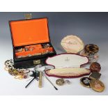 A collection of jewellery and related ephemera, to include; ladies compacts,