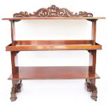 A William IV carved mahogany telescopic buffet, with scroll back and gallery middle tier,