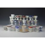 Six 19th century Masons Stone China egg cups, with various floral or Chinese inspired designs,