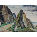 Charles Murray (1894-1954), Watercolour, mountain pathway with sea beyond, Signed, 39cm x 54.