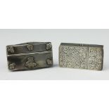 A white metal compartmented vesta with go-to-bed, late 19th century, of rectangular form,