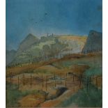 Karl Schiestl (Austrian 1899-1966), Watercolour, Alpine landscape with fences,