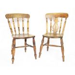 A 19th century beech country kitchen chair, with solid seat, on turned legs,