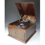 An HMV His Masters Voice walnut cased gramophone,