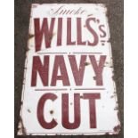 A large vitreous enamel advertising sign for 'Smoke Wills Navy Cut',