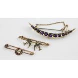 An amethyst set cressent brooch, Chester 1912,