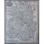 Robert Morden, Early 18th century engraving with later hand colouring, A map of Shropshire,