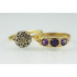 An amethyst and diamond seven stone ring, Chester 1907,