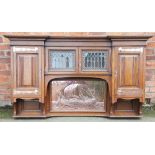 An Arts and Crafts oak and copper dresser top,