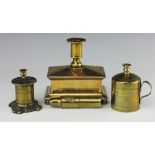 An early Victorian brass candle holder 'Manufactured by Thomas Wharton' 'The Albert Match Box',