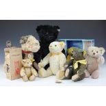 A Steiff black mohair teddy bear, 47cm, with a Steiff Classics dog,