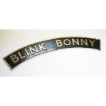 A reproduction 'Blink Bonny' cast brass Railway sign,