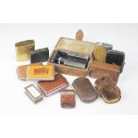Assorted vesta cases, to include; a Dunhill leather case 'The White Spot, London', 6.