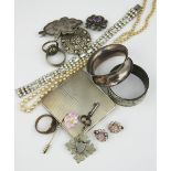 A collection of assorted costume jewellery, to include; a marcastie set circular cluster ring,