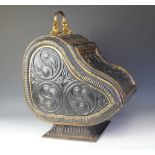 A 19th century toleware coal scuttle, with gilt detailing,