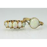 A Victorian five stone opal ring, Birmingham 1896,