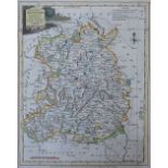 John Cary, 18th century engraving with later hand colouring, A Map of Shropshire, circa 1787, 27.