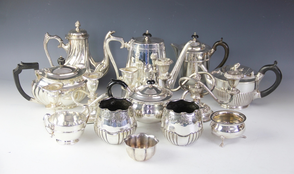 A large collection of 19th century and later silver plated wares, to include; baskets, teapots,