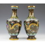 A pair of Chinese cloisonne vases,