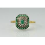 An emerald and diamond Art Deco ring,