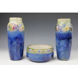 A pair of 1930's Doulton Lambeth vases,