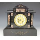 A Victorian marble mantle clock, with Arabic dial and eight day movement striking on a gong,
