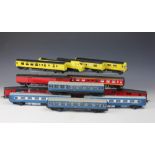 A large assortment of carriages and parts, including Hornby,