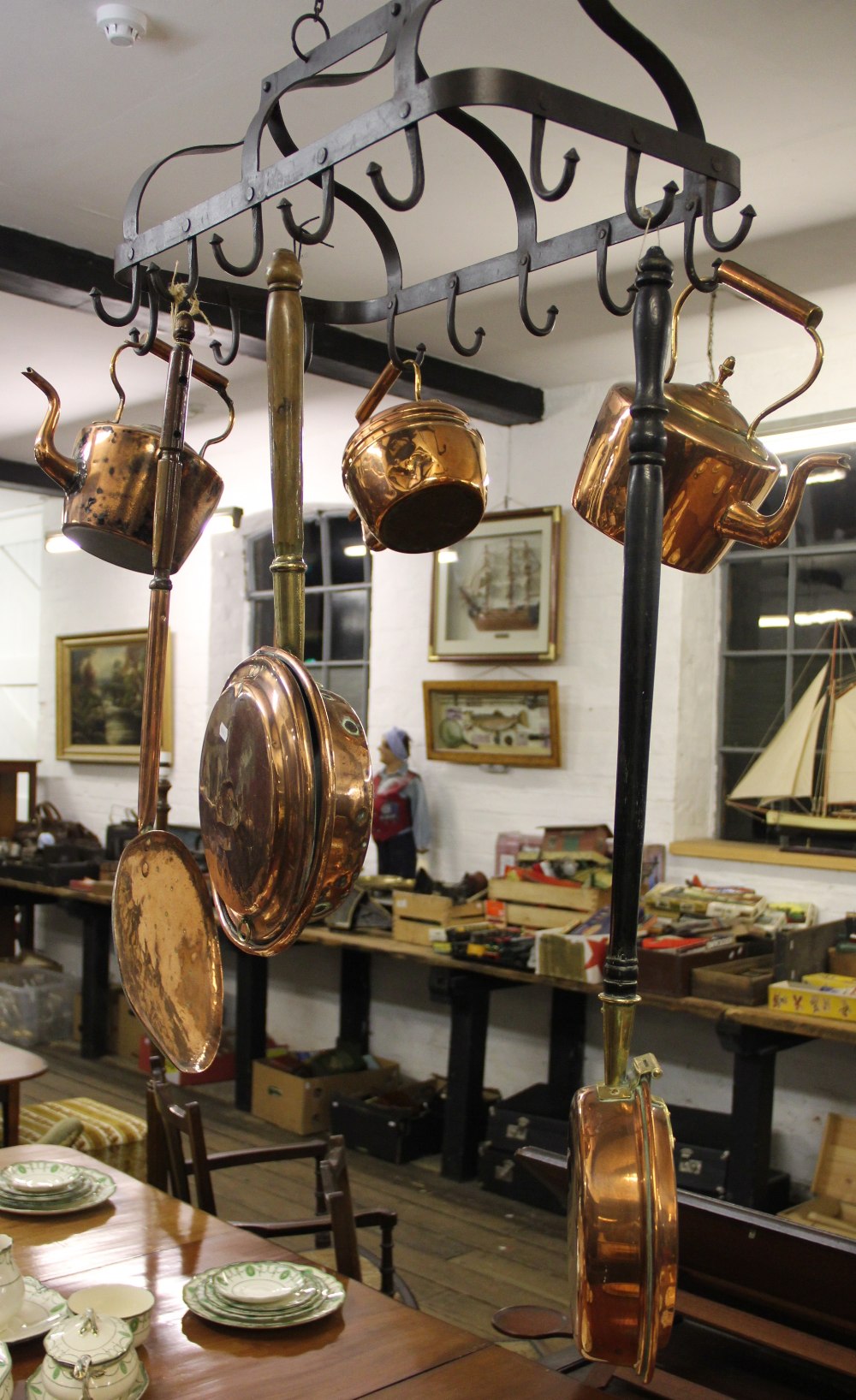 A selection of 19th century and later brass and copper wares,