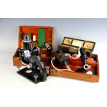 A Beck of London microscope along with assorted microscope accessories, lenses and equipment,