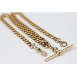 A 15ct yellow gold double albert chain necklace, of uniform curb link,