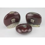 Two Australian or sea bean vesta cases, both set with silver plated mounts and flip top opening,