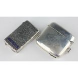 Two unusual silver combination vestas, to include; a blue enamelled 'Cachous' vesta,