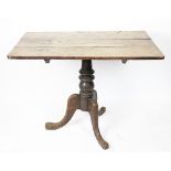 A George III oak occasional table, with three plank rectangular top,