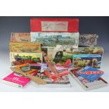 A collection of Vintage aeroplane models and kits, including a Halifax Commando, an Astral Hawker,