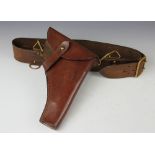 A World War I Army Officers leather pistol holster and belt (2)